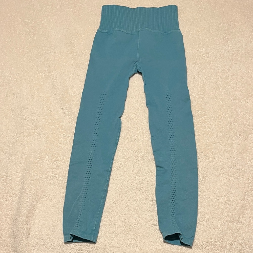 FP Movement by Free People Teal Ribbed Waist Leggings Activewear Size XS/S - Picture 3 of 3